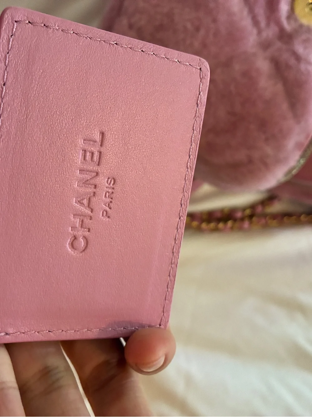 CHANEL Pink Shearling Fur Vanity Bag with Gold CC Hardware
